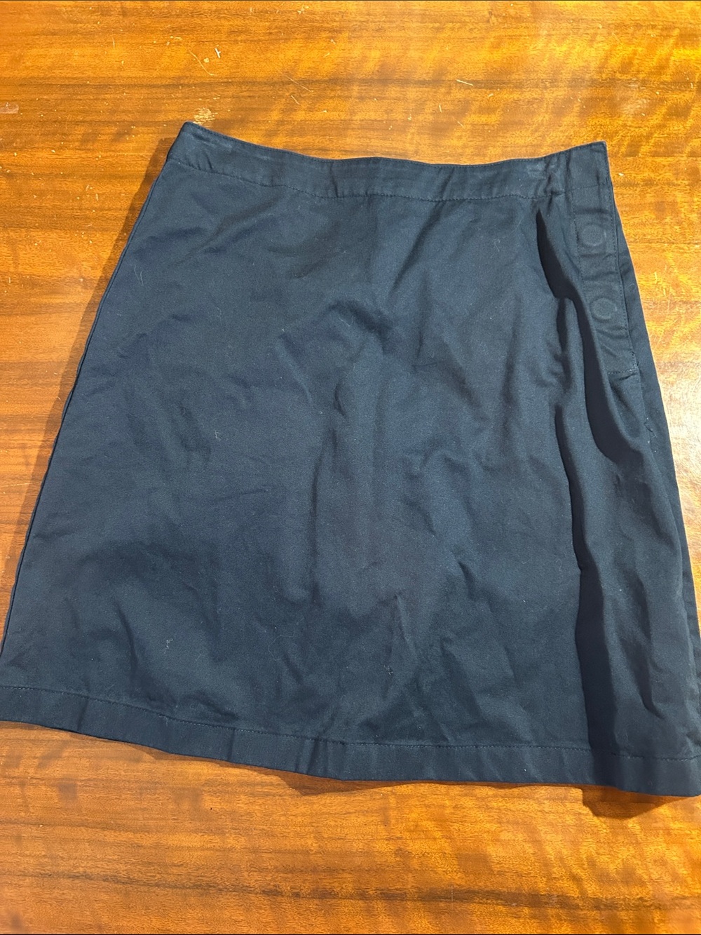 Lands' End Black A-Line Skirt with Side Button Detail